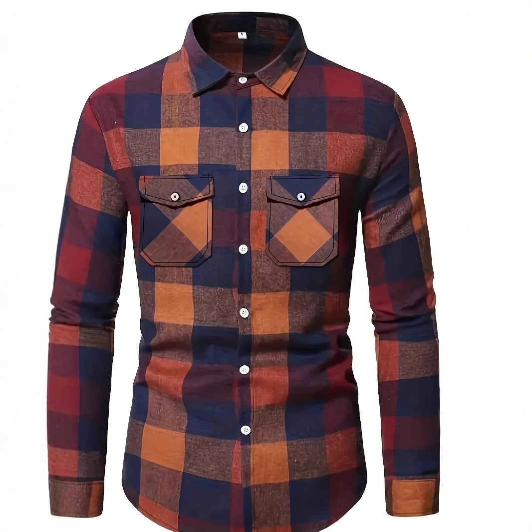 Mens Stylish Long-Sleeve Lapel Shirt