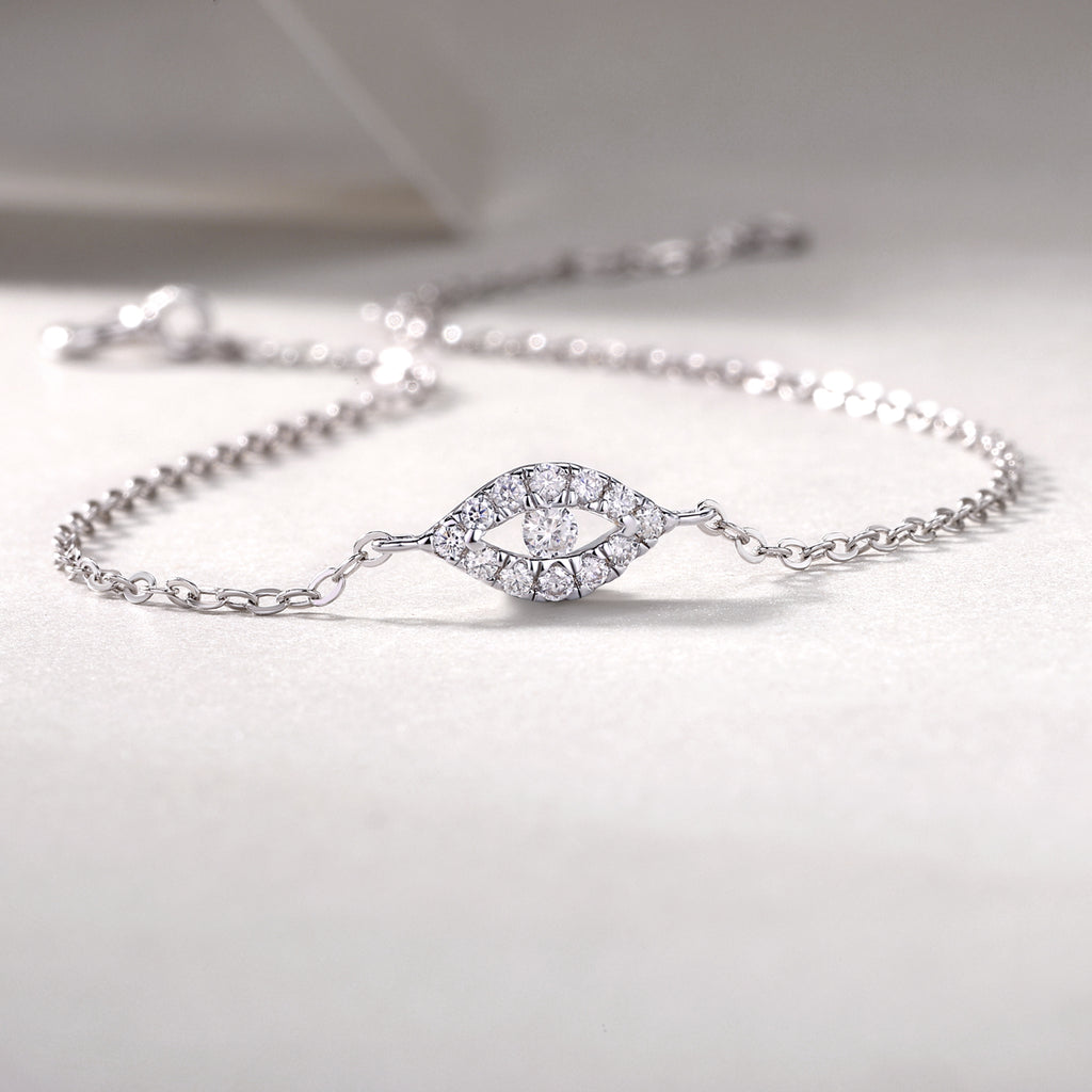 Window Of The Soul - A Fashionable And Light Luxury Jewelry Silver Bracelet And Bracelet Set With Top-quality Moissanite, S925 Silver Plated Platinum
