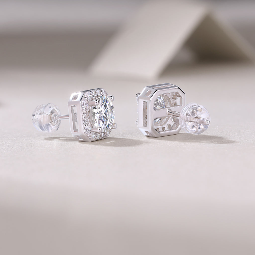 The Rose In The Heart - Earrings Set With 1-carat Top-quality Moissanite S925, Silver And Platinum-plated Stud Earrings, A Fashionable And Trendy Accessory That Can Be Tested With A Diamond Pen