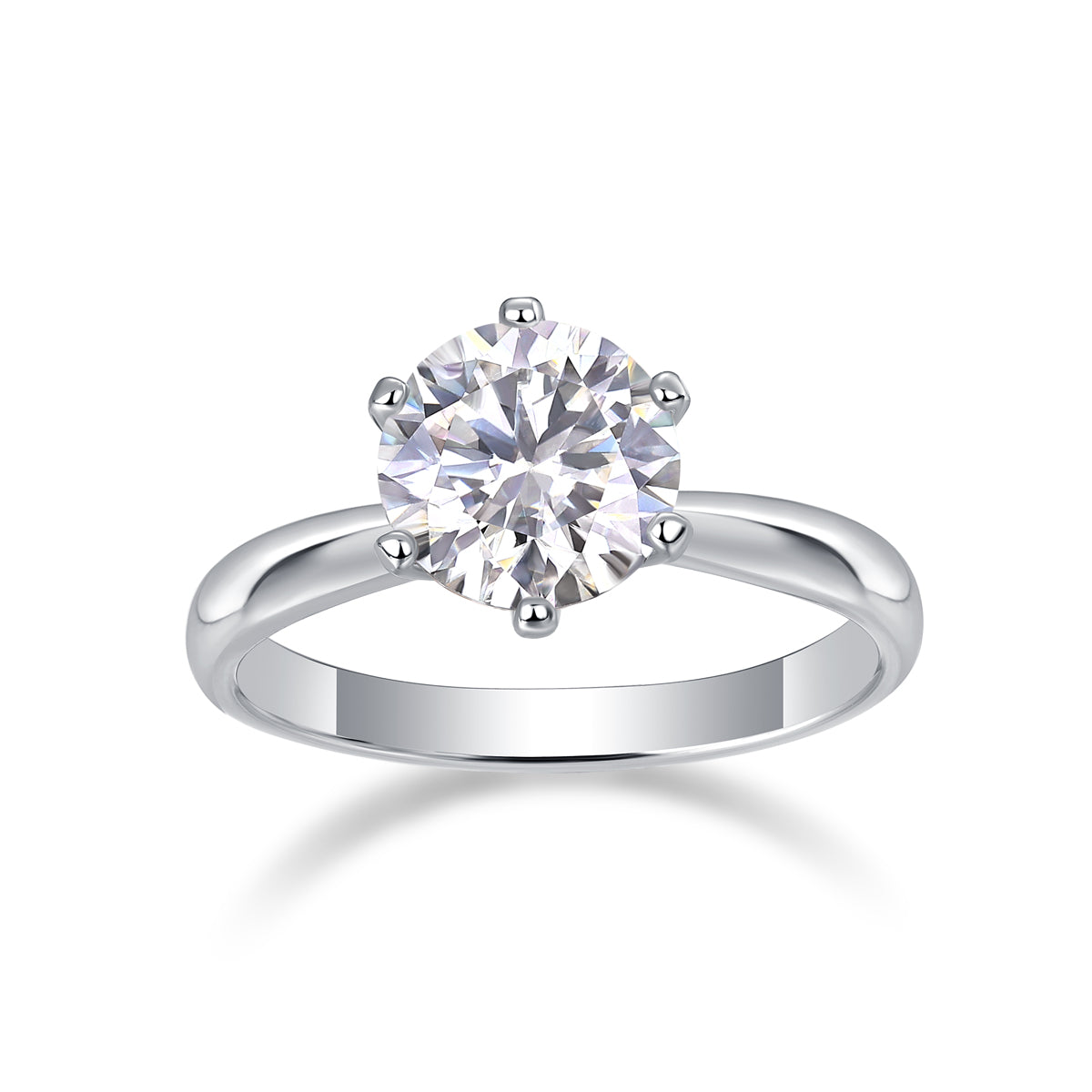 Classic Six-prong - Set With 1-2-3-5-carat Top-quality Moissanite S925 Silver And Platinum-plated Diamond Wedding Ring. The Ring Can Be Inspected With A Diamond Pen