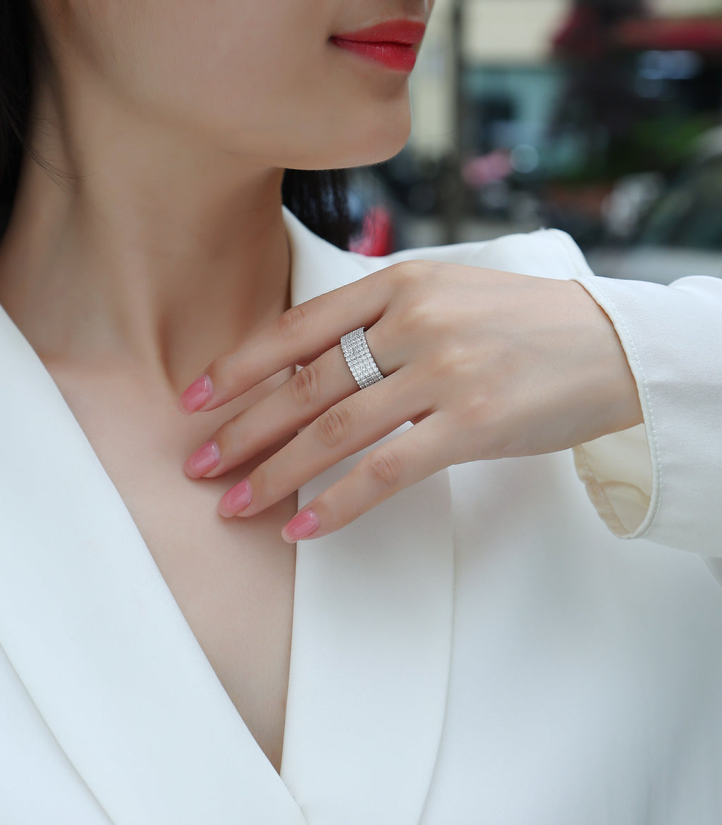 Star Secret - A Wedding Ring Set With Top-quality Moissanite S925 Silver And Platinum-plated Diamond Can Be Tested With A Diamond Pen