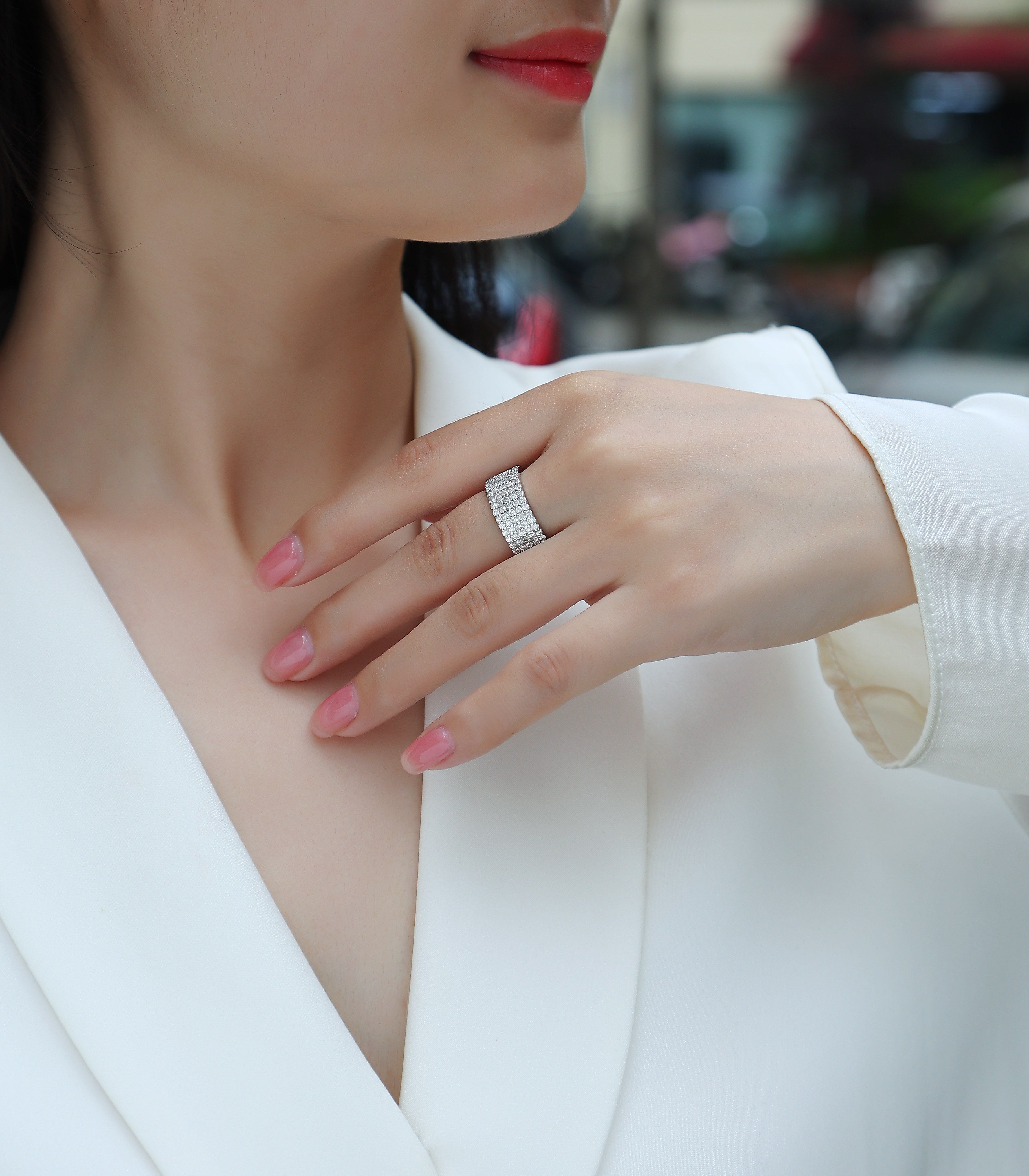 Star Secret - A Wedding Ring Set With Top-quality Moissanite S925 Silver And Platinum-plated Diamond Can Be Tested With A Diamond Pen