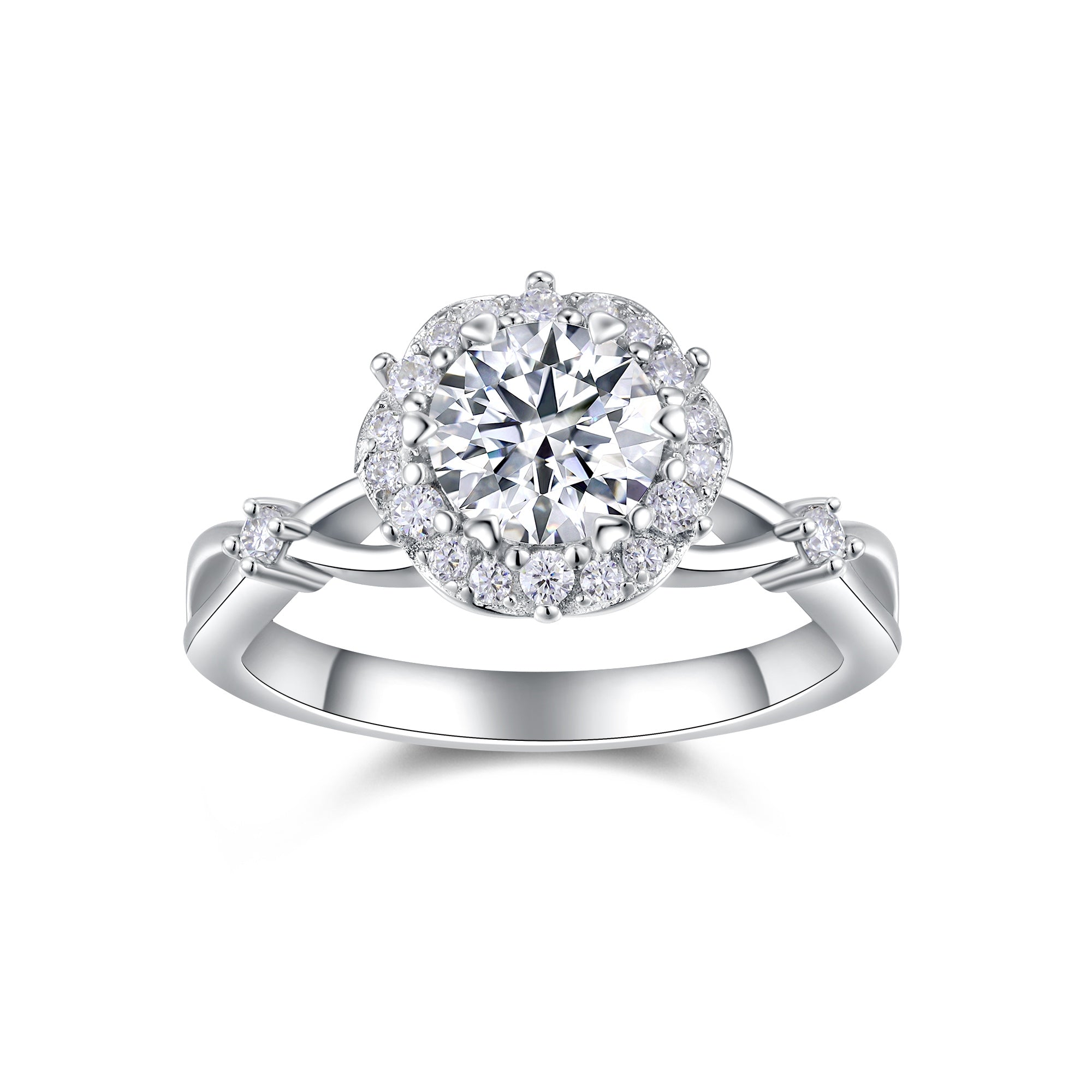 1-carat Luxury And Fashionable Light Luxury Jewelry Silver Ring Set With Top-quality Moissanite, S925 Silver Plated Platinum