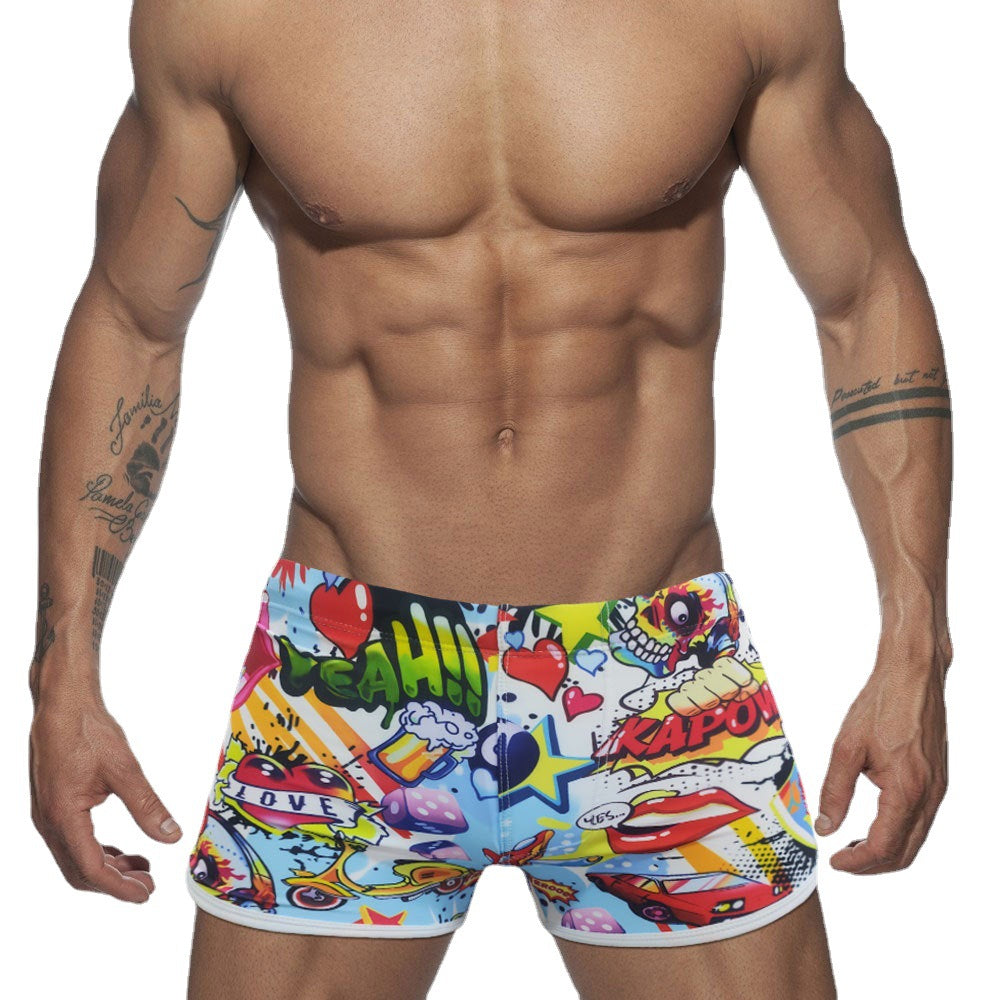 Cartoon Boxer Swimming Trunks Men
