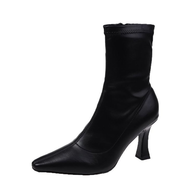 Retro Mid-Calf Pointed-Toe Side-Zip Stiletto Boots