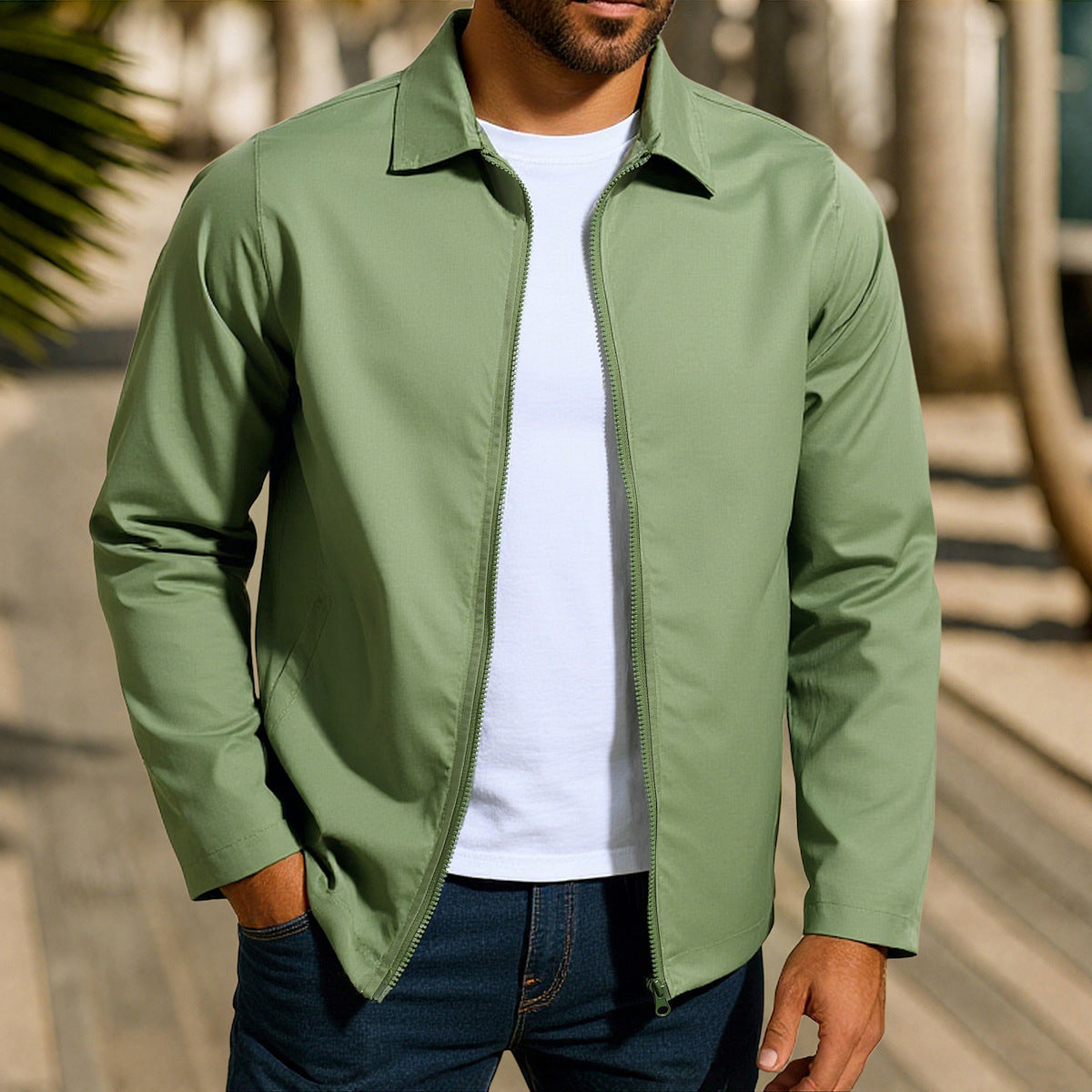 Coat Zipper Raglan Sleeve Cardigan Jacket