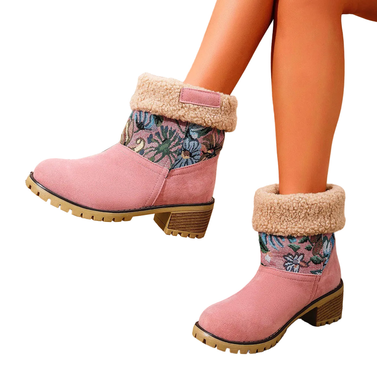 Flowers Embroidered Snow Boots