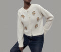 Round Neck Embroidered Knitted Cardigan Sweater Coat