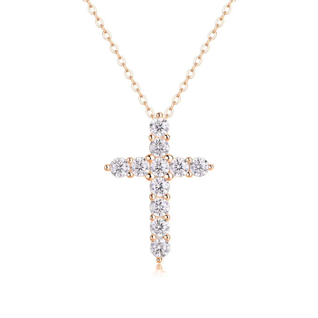 Faith - A Fashionable And Trendy Necklace Pendant Set With Top-quality Moissanite S925 Silver And Platinum-plated Gold Can Be Tested With A Diamond Pen In Gold Rose Gold
