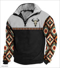 Digital Print Stand Collar Men's Street Zip-up Hoodie