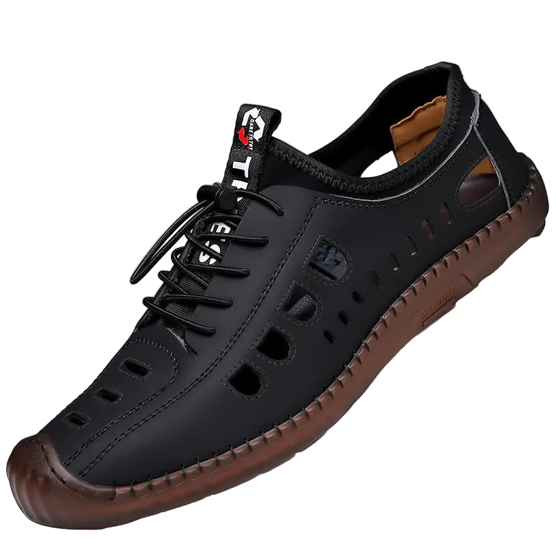 Men's Sandals Hollow Leather Soft Bottom Hole Shoes