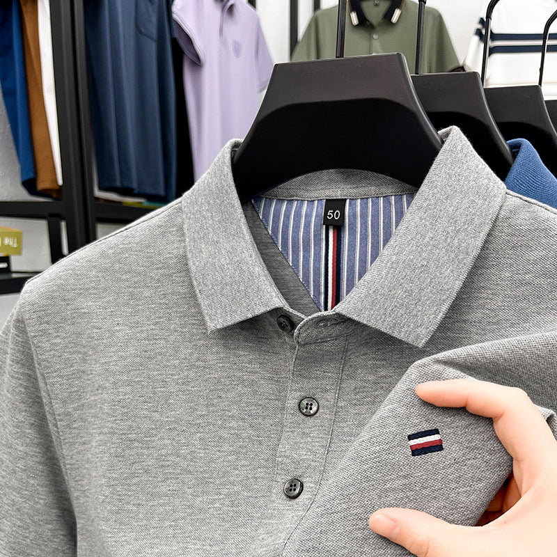 Summer Short-sleeved Embroidered Men's Polo Shirt Imitation Cotton Business Casual Lapels