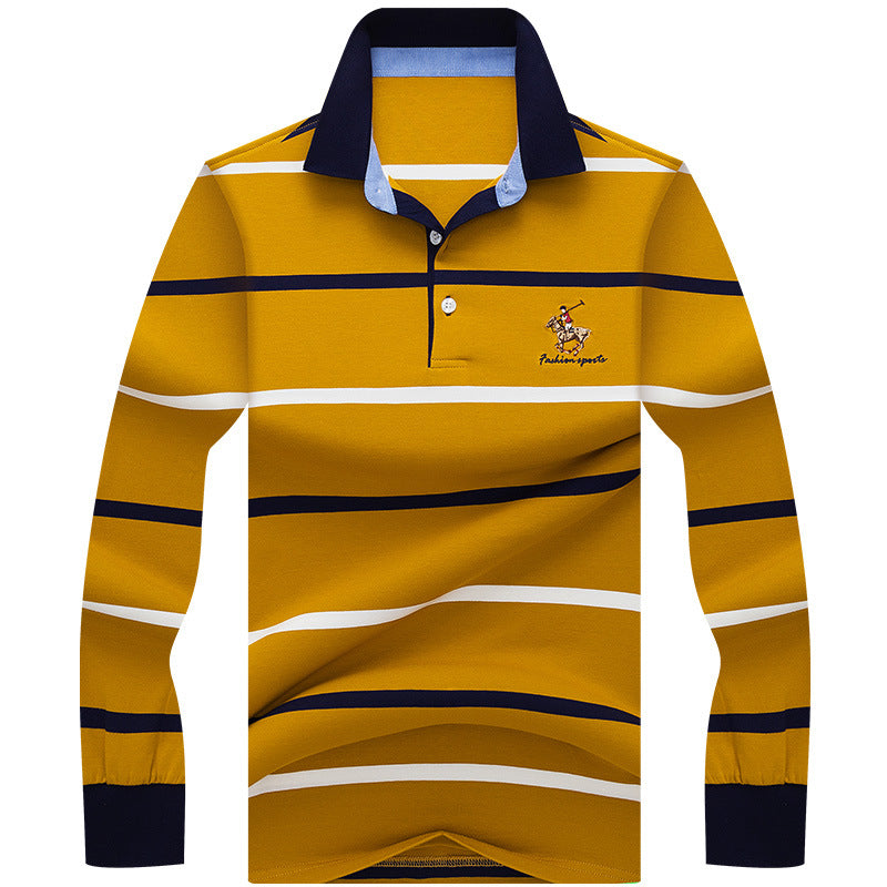 Lapel Plus Size Striped  T-shirt