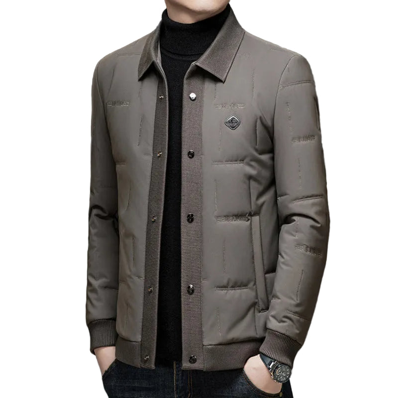 Padded Coat Lapel Round Hem Jacket