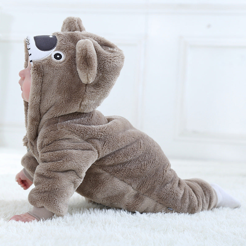 Spring And Autumn New Bear Shape One-piece Romper Flannel Children Clothes Tolo Rabbit Children's Clothing H2353