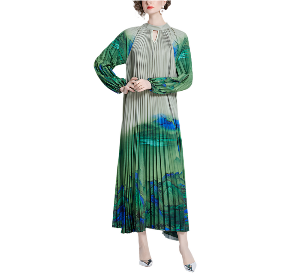 Pleated Tassel Belt Dress