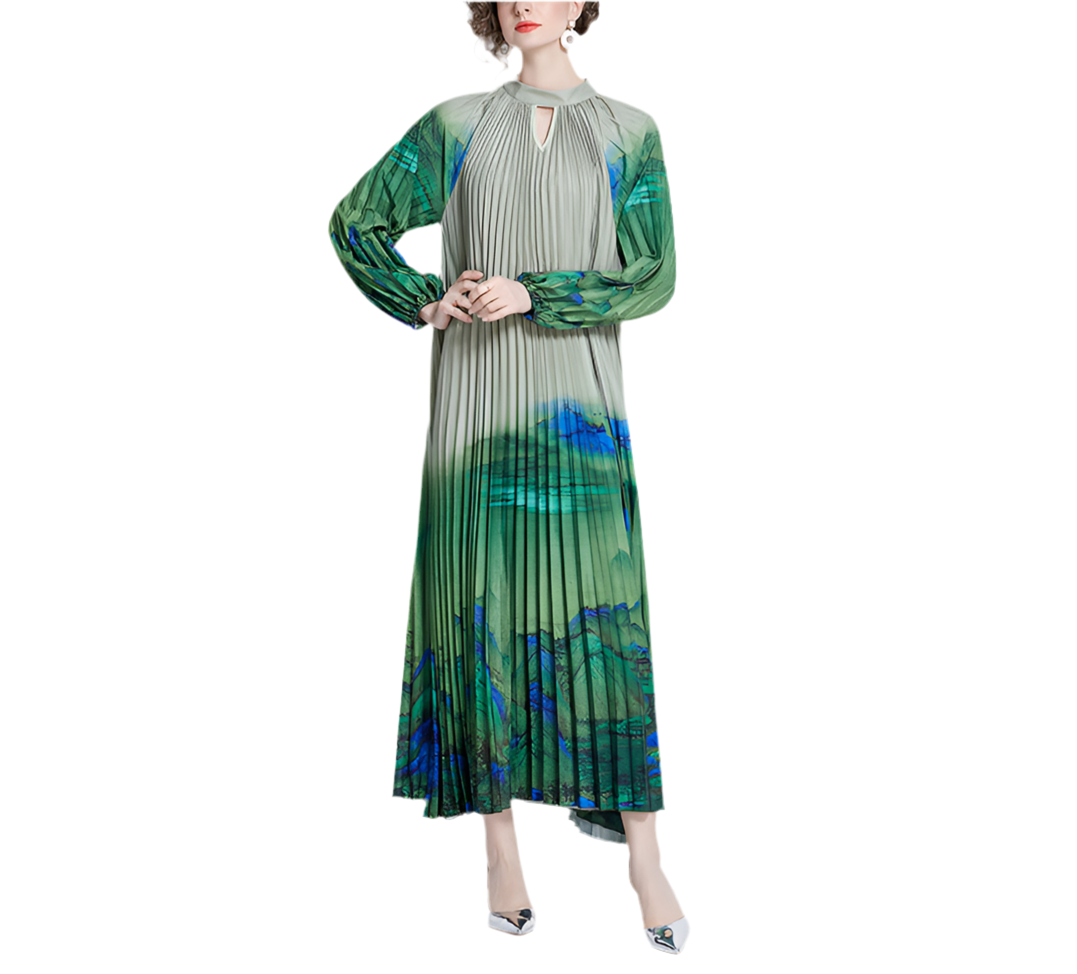 Pleated Tassel Belt Dress