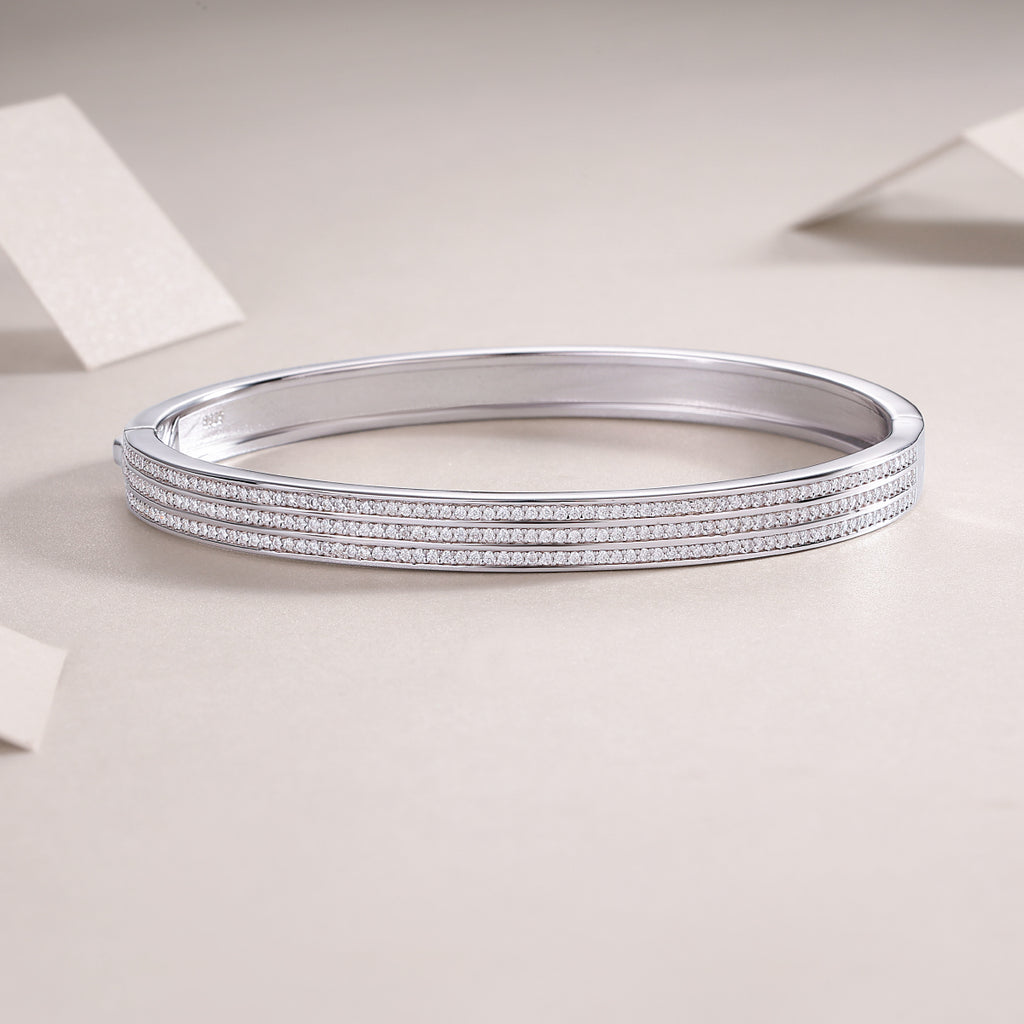 Starlight Amusement - Top-quality Moissanite Fashionable Light Luxury Jewelry Silver Bracelet S925 Silver-plated Platinum