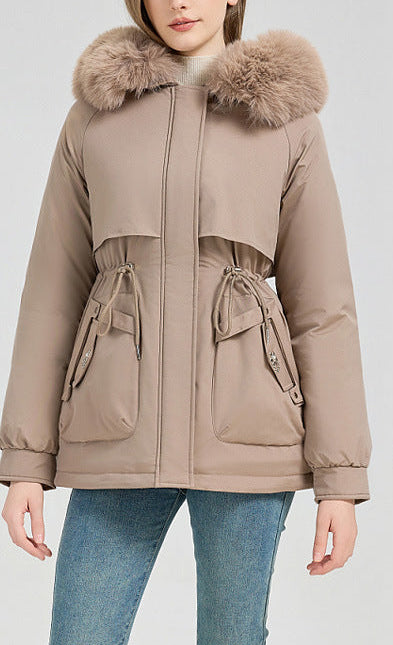 Waist Trimming  Big Fur Collar Coat
