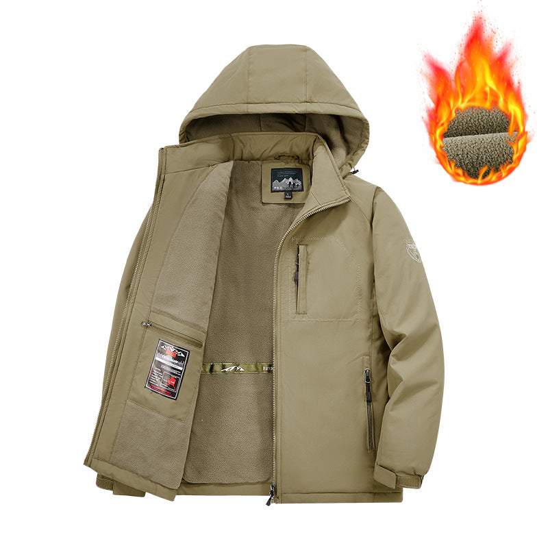 Workwear Outdoor Pocket Cotton Jacket Mid-length