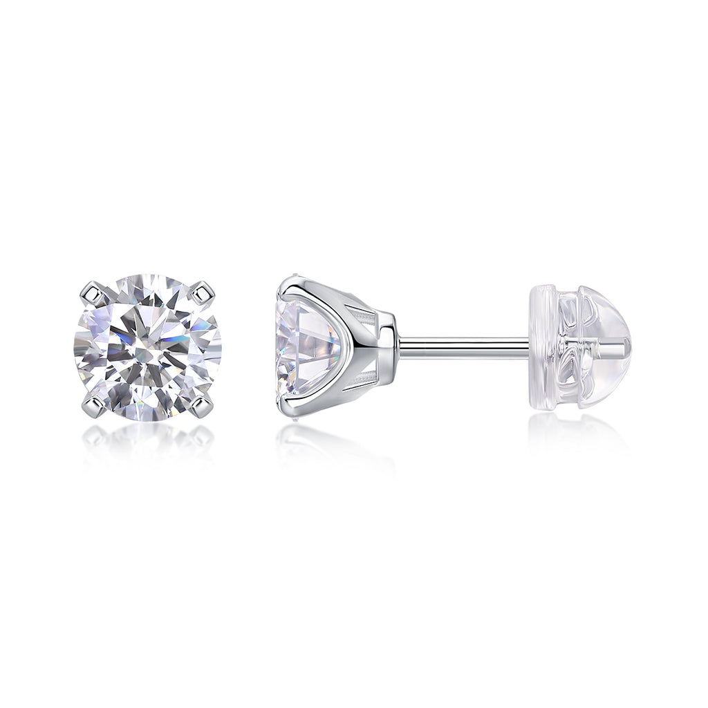 Flowing Charm - Earrings Set With 1-carat Top-quality Moissanite S925 In Silver And Platinum-plated Stud Earrings, A Fashionable And Trendy Accessory That Can Be Tested With A Diamond Pen.