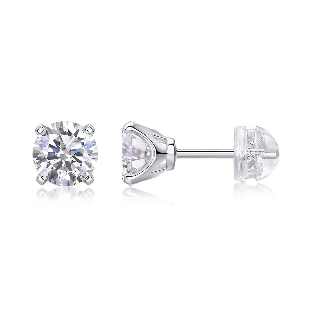 Flowing Charm - Earrings Set With 1-carat Top-quality Moissanite S925 In Silver And Platinum-plated Stud Earrings, A Fashionable And Trendy Accessory That Can Be Tested With A Diamond Pen.