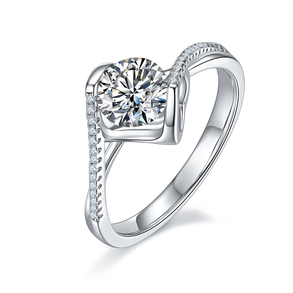 Dazzling Promise - A Wedding Ring Set With 1-carat Top-quality Moissanite S925 Silver And Platinum-plated Diamond. The Ring Can Be Inspected With A Diamond Pen