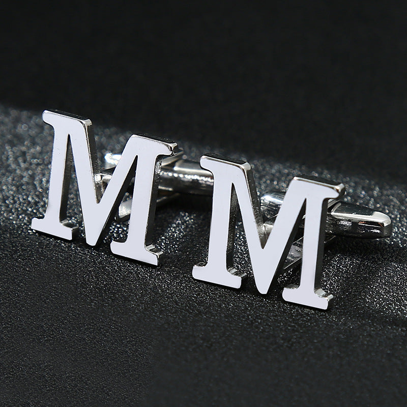 English alphabet cufflinks cuff nails men's French buttons