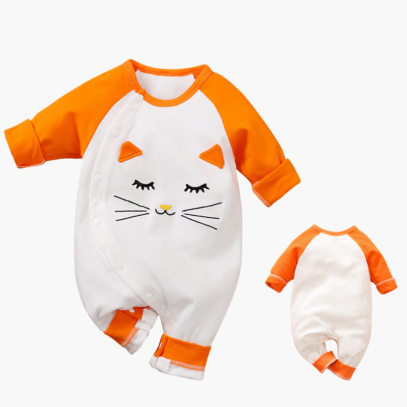 Cotton Long-sleeved Breasted Romper suite