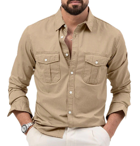 Mens Casual Long-sleeve Shirt Top