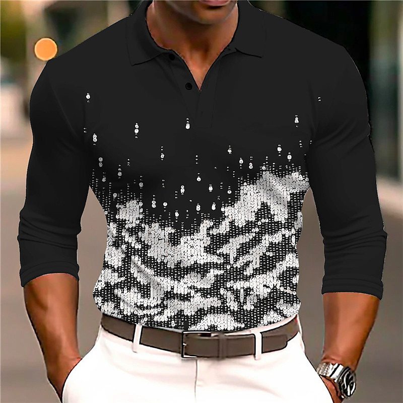 Men's Casual Printed 3D Polo Shirt