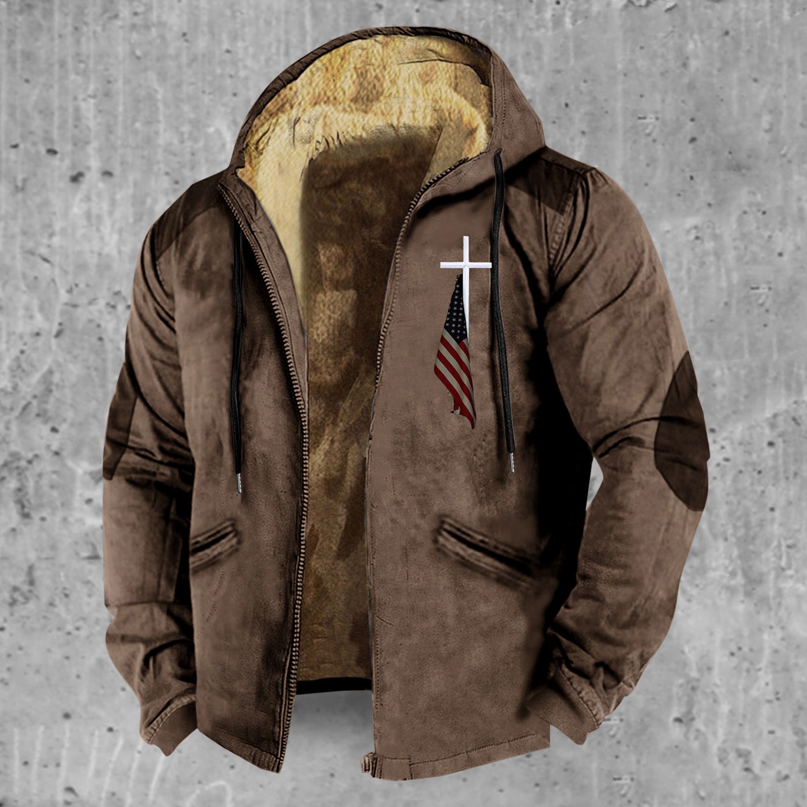 3D Hooded Zipped Cotton-padded Jacket