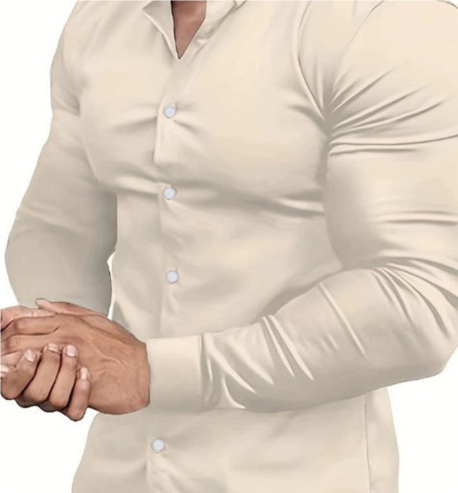 Printed Business Leisure Iron-free Solid Color Polo Collar Shirt