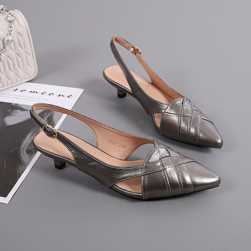 Leather Mid-heel Sandals