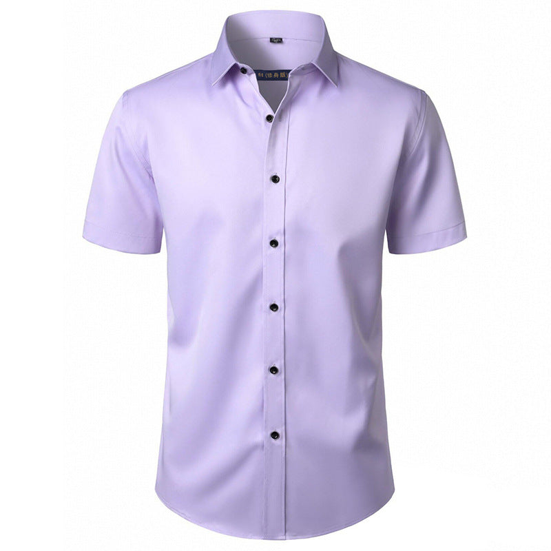 Solid-color Stretchy Cardigan Wrinkle-resistant Long-sleeve Shirt