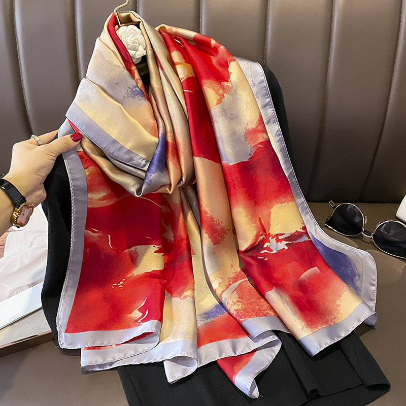 Silk Scarf Bright Butterfly  Long Shawl
