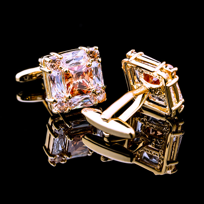 Tall Inlaid Champagne Gold Zircon Crystal Plated Cuff Nails