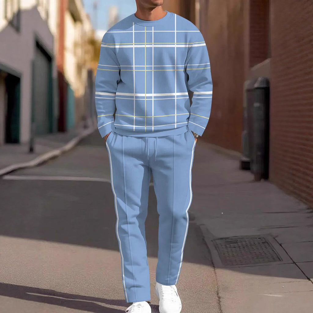 Men's 3D Digital Print Round Neck Loose Sweatshirt And Sweatpants Set