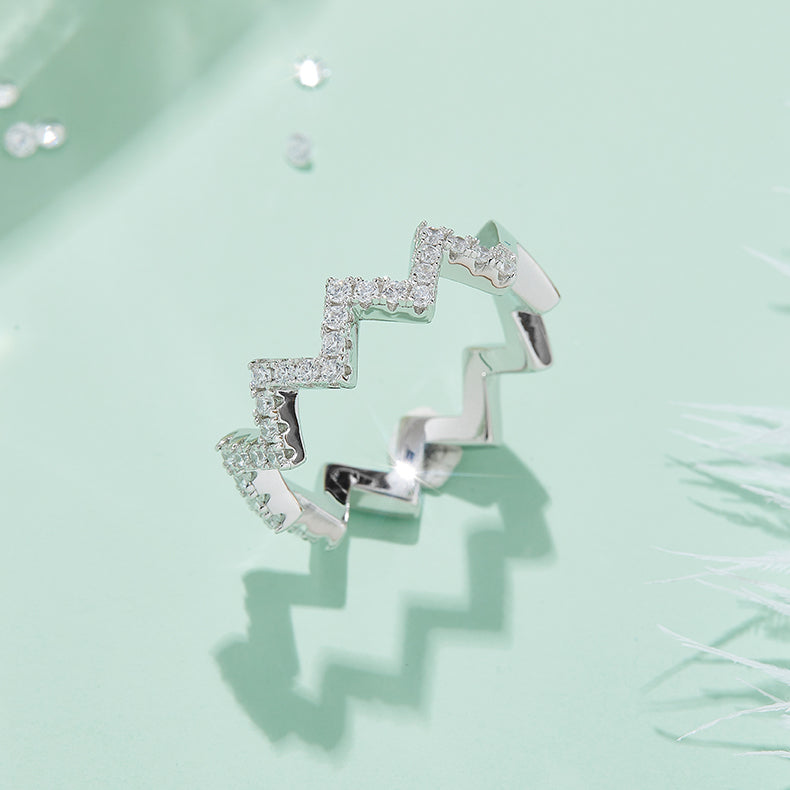 Thunder - A Wedding Ring Set With Top-quality Moissanite S925 Silver And Platinum-plated Diamond Can Be Inspected With A Diamond Pen