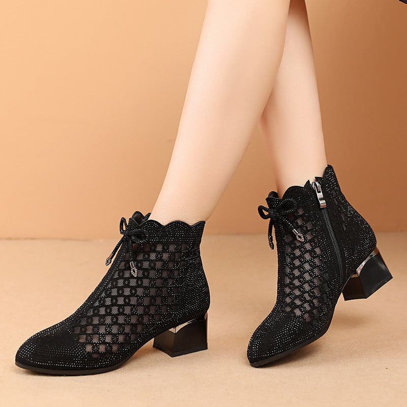 Women's  Soft Bottom Cutout Mesh Ankle Boots