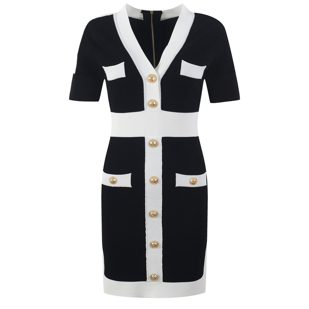 V-neck Zip Wrap Hip Skirt