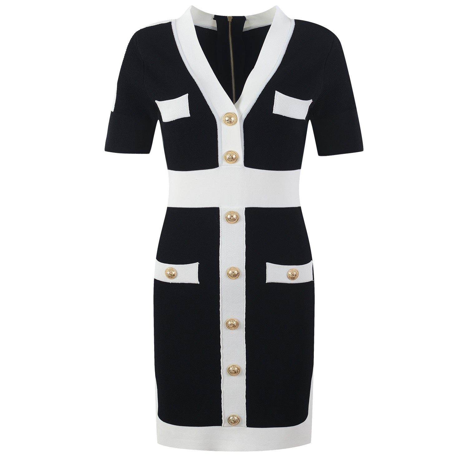 V-neck Zip Wrap Hip Skirt