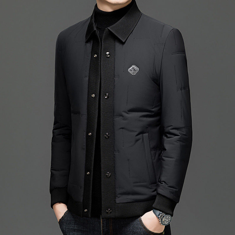 Padded Coat Lapel Round Hem Jacket