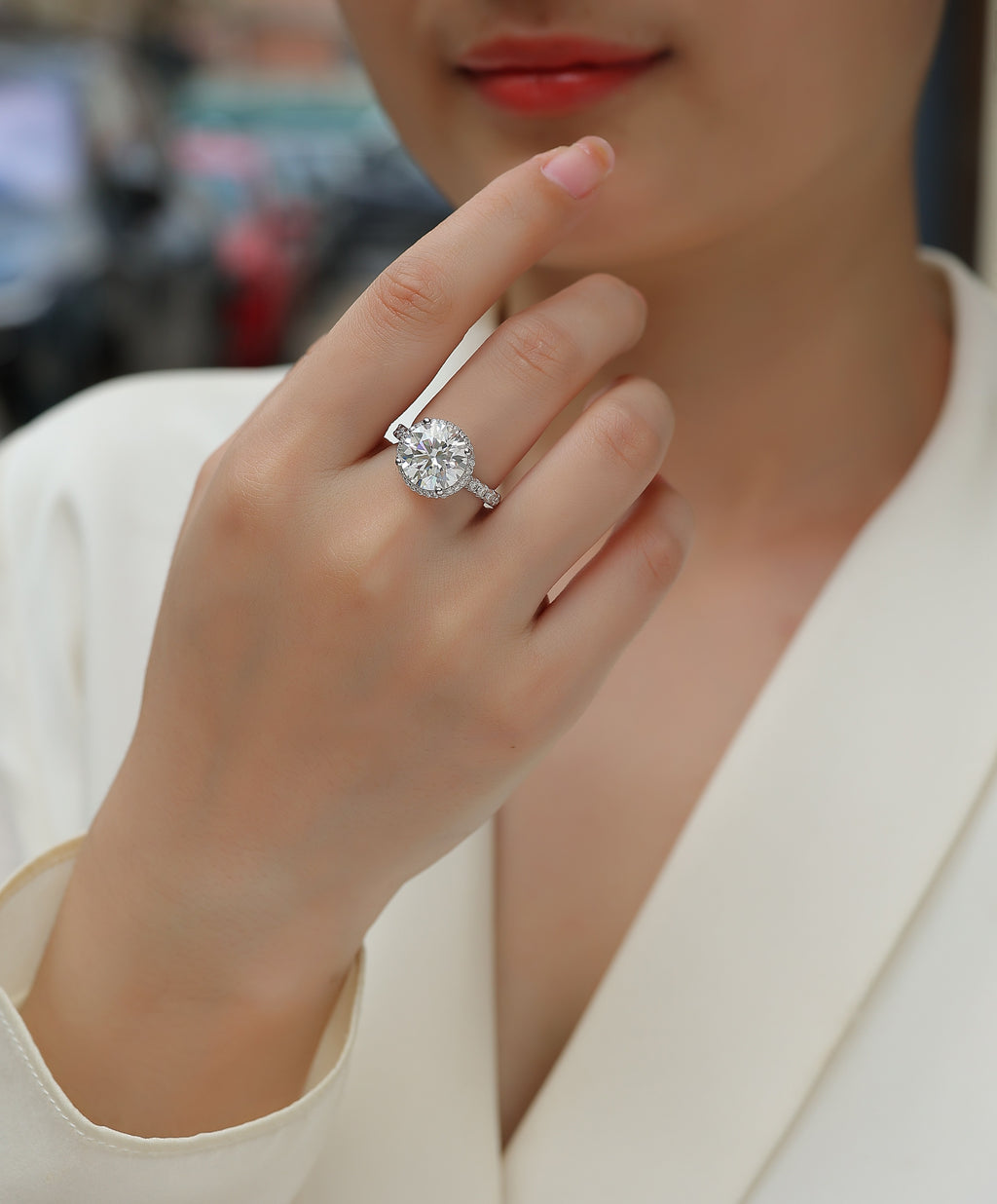 Starry Sky - A Wedding Ring Set With Top-quality 5-carat Moissanite S925 Silver And Platinum-plated Diamond. The Ring Can Be Inspected With A Diamond Pen