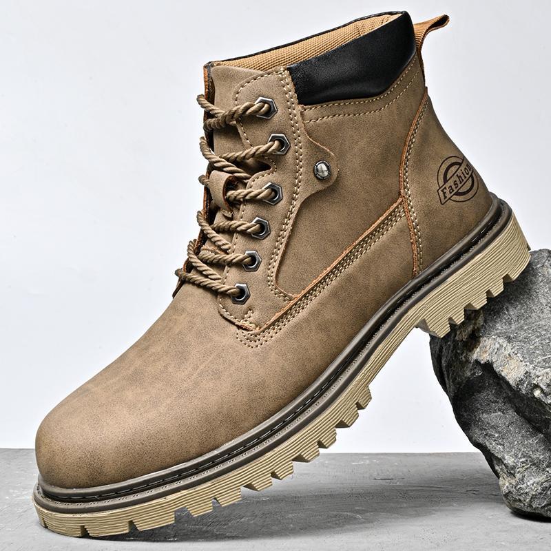 Leather Men's Shoes Mid-top Men's Casual Martin Boots