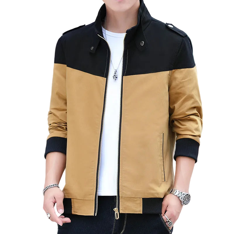 Men's Color Stitching Stand-collar Jacket