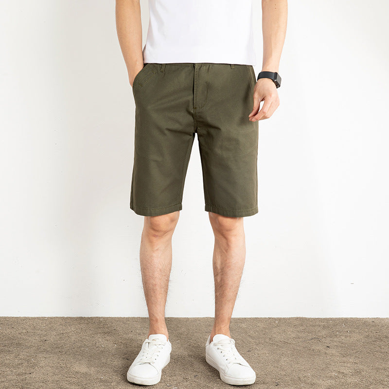 White Shorts Men's Loose-fitting Cotton 5-point Pants
