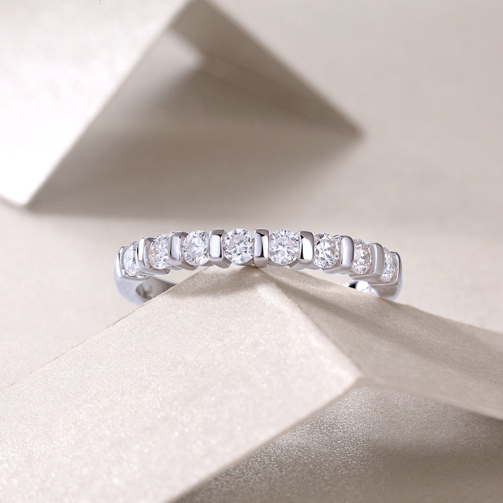 Yearning Resonance - A Wedding Ring Set With Top-quality Moissanite S925 Silver And Platinum-plated Diamond. The Ring Can Be Tested With A Diamond Pen In Gold And Rose Gold
