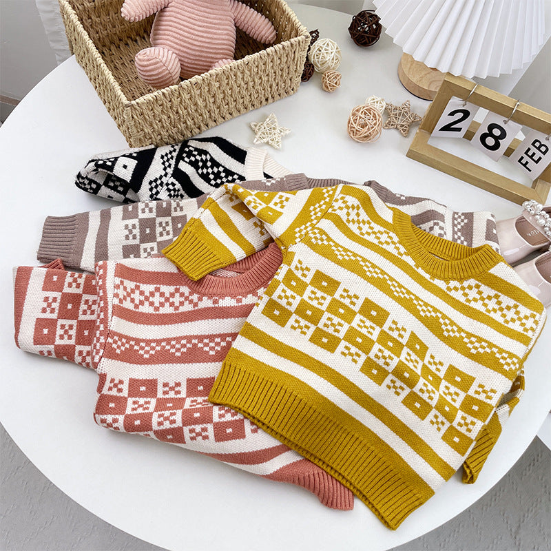 Korean Version Of Plaid Cardigan For Children