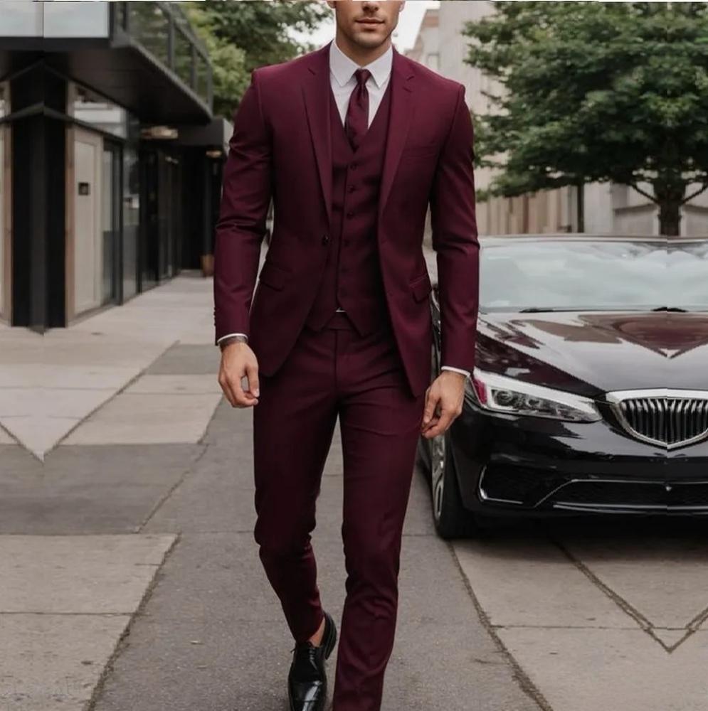 Men's Three-piece Suit Solid Color High Sense